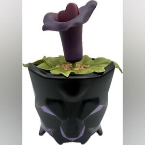 Disney Black Panther Wakanda Forever Black and Purple Faux Floral Planter